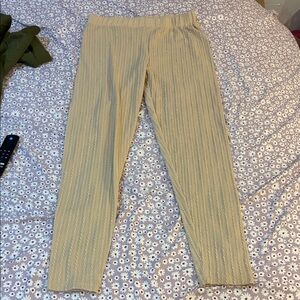 Beige Ribbed Leggings - Women Pants & Jumpsuits